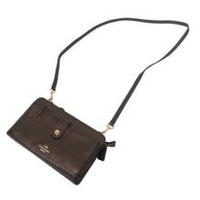 画像をギャラリービューアに読み込む, COACH コーチ ショルダーウォレット ショルダーバッグ メッセンジャー ウィズ ポップアップ 53529 長財布 レザー ダークブロンズ【中古】 レディース
