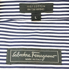画像をギャラリービューアに読み込む, Salvatore Ferragamo サルヴァトーレフェラガモ ブルゾン 半袖シャツ コットン ネイビー ホワイト XL-XXL相当【中古】 メンズ