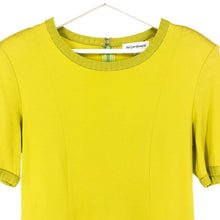 画像をギャラリービューアに読み込む, YVES SAINT LAURENT イヴ・サンローラン 半袖 肩パッド入 ワンピース コットン ライムイエロー XLサイズ相当 【中古】 レディース