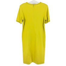 画像をギャラリービューアに読み込む, YVES SAINT LAURENT イヴ・サンローラン 半袖 肩パッド入 ワンピース コットン ライムイエロー XLサイズ相当 【中古】 レディース