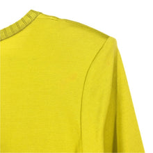 画像をギャラリービューアに読み込む, YVES SAINT LAURENT イヴ・サンローラン 半袖 肩パッド入 ワンピース コットン ライムイエロー XLサイズ相当 【中古】 レディース