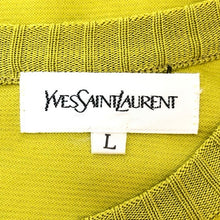 画像をギャラリービューアに読み込む, YVES SAINT LAURENT イヴ・サンローラン 半袖 肩パッド入 ワンピース コットン ライムイエロー XLサイズ相当 【中古】 レディース