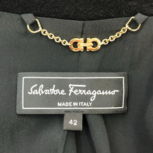 画像をギャラリービューアに読み込む, Salvatore Ferragamo サルヴァトーレフェラガモ チェスターコート ロング カシミヤ ブラック Lサイズ相当【中古】 レディース