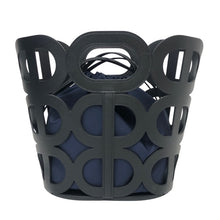 画像をギャラリービューアに読み込む, HERMES エルメス トートバッグ MANUFACTURE DE BOUCLERIES シェーヌダンクル 080245CA ハンドバッグ シルク/マダムカーフスキン ノワール ネイビー Y刻印【中古】【美品】 レディース