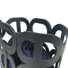 画像をギャラリービューアに読み込む, HERMES エルメス トートバッグ MANUFACTURE DE BOUCLERIES シェーヌダンクル 080245CA ハンドバッグ シルク/マダムカーフスキン ノワール ネイビー Y刻印【中古】【美品】 レディース