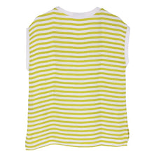 画像をギャラリービューアに読み込む, ETRO エトロ ノースリーブ ボーダー柄 オーバーサイズ カットソー/シルク混 イエロー ホワイト Mサイズ相当【中古】 レディース