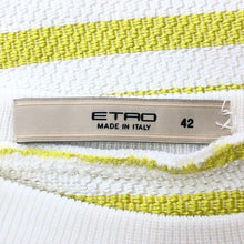 画像をギャラリービューアに読み込む, ETRO エトロ ノースリーブ ボーダー柄 オーバーサイズ カットソー/シルク混 イエロー ホワイト Mサイズ相当【中古】 レディース
