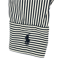 画像をギャラリービューアに読み込む, RALPH LAUREN ラルフローレン スリムフィット 長袖シャツ コットン ネイビー ホワイト ストライプ Mサイズ相当【中古】 レディース