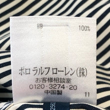 画像をギャラリービューアに読み込む, RALPH LAUREN ラルフローレン スリムフィット 長袖シャツ コットン ネイビー ホワイト ストライプ Mサイズ相当【中古】 レディース