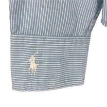 画像をギャラリービューアに読み込む, RALPH LAUREN ラルフローレン スリムフィット 長袖シャツ コットン ライトブルー ホワイト ストライプ Mサイズ相当【中古】 レディース
