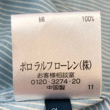 画像をギャラリービューアに読み込む, RALPH LAUREN ラルフローレン スリムフィット 長袖シャツ コットン ライトブルー ホワイト ストライプ Mサイズ相当【中古】 レディース