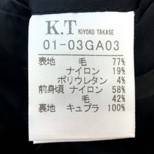画像をギャラリービューアに読み込む, KT KIYOKO TAKASE ケーティー キヨコタカセ テーラードジャケット ウール ブラック Lサイズ相当【中古】 レディース