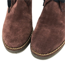 画像をギャラリービューアに読み込む, CHANEL シャネル ココマーク チェーン レースアップ ウェッジソール ショートブーツ スエード バーガンディ 37.5(24-24.5cm相当)【中古】レディース