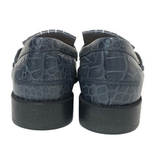 画像をギャラリービューアに読み込む, TOD’S トッズ タッセル ベルトバックル クロコ型押し ローファー レザー ブルー 24.5cm相当【中古】【新品同様】【美品】 レディース