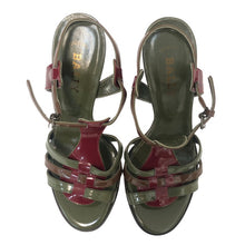画像をギャラリービューアに読み込む, BALLY バリー ストラップ サンダル エナメル カーキ 25.5cm相当【中古】【美品】 レディース