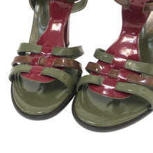 画像をギャラリービューアに読み込む, BALLY バリー ストラップ サンダル エナメル カーキ 25.5cm相当【中古】【美品】 レディース
