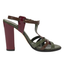 画像をギャラリービューアに読み込む, BALLY バリー ストラップ サンダル エナメル カーキ 25.5cm相当【中古】【美品】 レディース