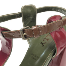 画像をギャラリービューアに読み込む, BALLY バリー ストラップ サンダル エナメル カーキ 25.5cm相当【中古】【美品】 レディース
