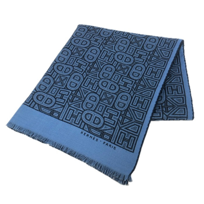 HERMES ブルー シルク ストール SY☆】エルメス ニューリブリス