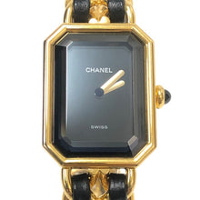 画像をギャラリービューアに読み込む, CHANEL シャネル プルミエール Mサイズ H0001 腕時計 GP ゴールド クオーツ ブラック文字盤【中古】 レディース