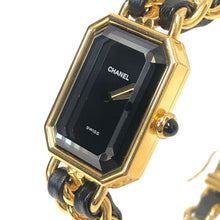 画像をギャラリービューアに読み込む, CHANEL シャネル プルミエール Mサイズ H0001 腕時計 GP ゴールド クオーツ ブラック文字盤【中古】 レディース