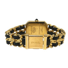 画像をギャラリービューアに読み込む, CHANEL シャネル プルミエール Mサイズ H0001 腕時計 GP ゴールド クオーツ ブラック文字盤【中古】 レディース
