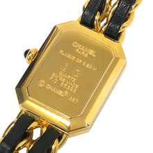 画像をギャラリービューアに読み込む, CHANEL シャネル プルミエール Mサイズ H0001 腕時計 GP ゴールド クオーツ ブラック文字盤【中古】 レディース