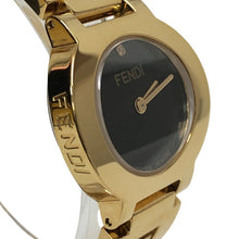 이미지를 갤러리 뷰어에 로드 , FENDI フェンディ 限定モデル 1Pダイヤ ステラ LIMITED 3060L 腕時計 GP ゴールド クオーツ ブラック文字盤 24mm【中古】 レディース