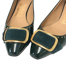 画像をギャラリービューアに読み込む, Salvatore Ferragamo サルヴァトーレフェラガモ スクエアトゥ LUELA パンプス エナメル/スウェード グリーン 23cm相当【中古】【新品同様】【美品】レディース