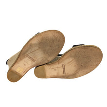 画像をギャラリービューアに読み込む, MARC JACOBS マークジェイコブス レースアップ ウェッジソール サンダル ファブリック ブラック ブルー 24cms相当【中古】 レディース