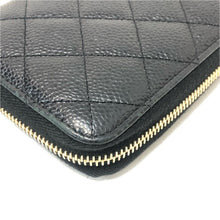 画像をギャラリービューアに読み込む, CHANEL シャネル マトラッセ ココマーク ラウンドファスナー 長財布 キャビアスキン ギャランティカード付 ゴールド金具 ブラック【中古】レディース