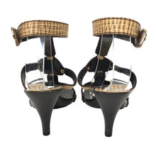 画像をギャラリービューアに読み込む, FENDI フェンディ ブランドロゴ サンダル レザー イエローベージュ系 7.5cmヒール サイズ37(24cm相当)【中古】【美品】レディース