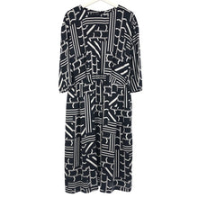 將圖片載入圖庫檢視器 mila schon ミラショーン 7分袖 ワンピース ブラック ホワイト L相当【中古】 レディース