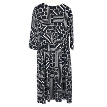 將圖片載入圖庫檢視器 mila schon ミラショーン 7分袖 ワンピース ブラック ホワイト L相当【中古】 レディース