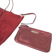 画像をギャラリービューアに読み込む, TIFFANY&Co. ティファニー ポーチ付 リバーシブル トートバッグ スウェード/メタリックレザー レッド【中古】 ユニセックス