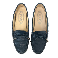 画像をギャラリービューアに読み込む, TOD’S トッズ ドライビングシューズ リボン 型押し ローファー レザー ブルー サイズ35.5(22.5cm相当)【中古】 レディース