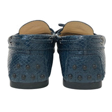 画像をギャラリービューアに読み込む, TOD’S トッズ ドライビングシューズ リボン 型押し ローファー レザー ブルー サイズ35.5(22.5cm相当)【中古】 レディース
