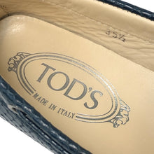画像をギャラリービューアに読み込む, TOD’S トッズ ドライビングシューズ リボン 型押し ローファー レザー ブルー サイズ35.5(22.5cm相当)【中古】 レディース