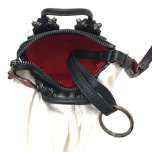 画像をギャラリービューアに読み込む, Christian Louboutin クリスチャンルブタン エロイーズ スタッズ バッグチャーム レザー ブラック ガンメタル【中古】【新品同様】【美品】ユニセックス