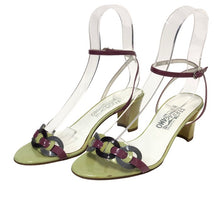 画像をギャラリービューアに読み込む, Salvatore Ferragamo フェラガモ アンクルストラップ サンダル エナメル ライムグリーン 7cmヒール サイズ8(25cm相当)【中古】【新品同様】【美品】レディース