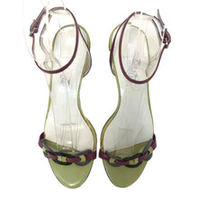画像をギャラリービューアに読み込む, Salvatore Ferragamo フェラガモ アンクルストラップ サンダル エナメル ライムグリーン 7cmヒール サイズ8(25cm相当)【中古】【新品同様】【美品】レディース