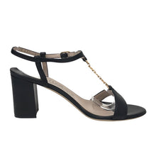 画像をギャラリービューアに読み込む, Salvatore Ferragamo フェラガモ ガンチーニストラップ チャンキーヒール サンダル レザー ブラック 8cmヒール サイズ6.5(23.5-24cm相当)【中古】レディース
