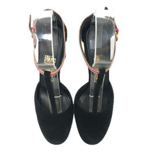 画像をギャラリービューアに読み込む, Salvatore Ferragamo フェラガモ アンクルストラップ チャンキーヒール パンプス スウェード ブラック 9cmヒール サイズ7.5(24.5cm相当)【中古】 レディース