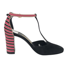 画像をギャラリービューアに読み込む, Salvatore Ferragamo フェラガモ アンクルストラップ チャンキーヒール パンプス スウェード ブラック 9cmヒール サイズ7.5(24.5cm相当)【中古】 レディース