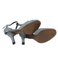 画像をギャラリービューアに読み込む, FENDI フェンディ アンクルストラップ サンダル デニム/レザー ブルー ホワイト 9.5cmヒール サイズ37.5(24.5cm相当)【中古】【新品同様】【美品】レディース