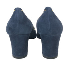 画像をギャラリービューアに読み込む, FABIO RUSCONI ファビオルスコーニ スクエアトゥ スタッズ パンプス スウェード ブルー 6cmヒール サイズ38(24.5-25cm相当)【中古】レディース