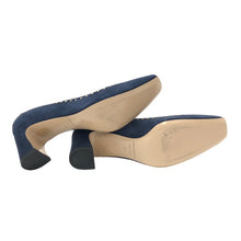 画像をギャラリービューアに読み込む, FABIO RUSCONI ファビオルスコーニ スクエアトゥ スタッズ パンプス スウェード ブルー 6cmヒール サイズ38(24.5-25cm相当)【中古】レディース