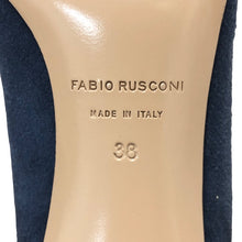 画像をギャラリービューアに読み込む, FABIO RUSCONI ファビオルスコーニ スクエアトゥ スタッズ パンプス スウェード ブルー 6cmヒール サイズ38(24.5-25cm相当)【中古】レディース