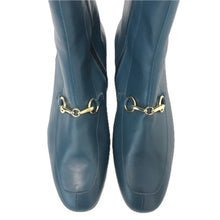 画像をギャラリービューアに読み込む, FABIO RUSCONI ファビオルスコーニ ビット付 スクエアトゥ ショートブーツ レザー ブルー ローヒール サイズ39(25.5-26cm相当)【中古】【新品同様】【美品】レディース