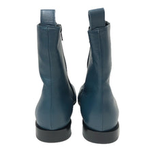 画像をギャラリービューアに読み込む, FABIO RUSCONI ファビオルスコーニ ビット付 スクエアトゥ ショートブーツ レザー ブルー ローヒール サイズ39(25.5-26cm相当)【中古】【新品同様】【美品】レディース
